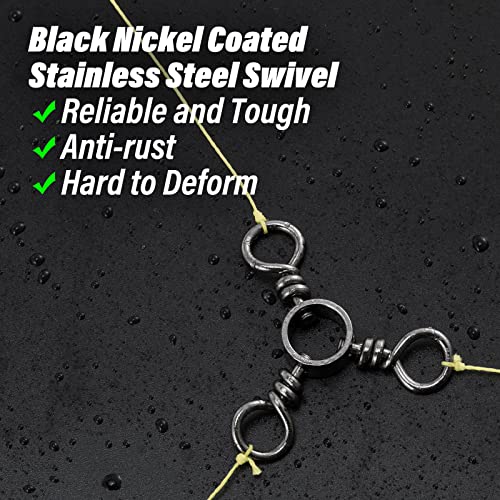 Dr.Fish 50 Pack 3 Way Swivel Fishing Tackle 30-220Lb Catfish Swivels Three Way Rigs Freshwater Saltwater Catfish Tackle - size: #1/0(110Lb)-50 Pack