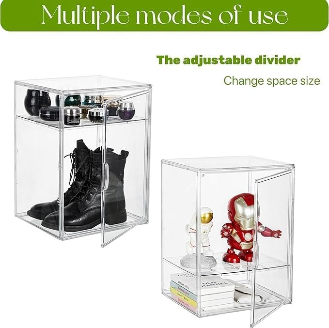 XX-Large Clear Boot & Shoe Display Case with Divider, 2 Pack
