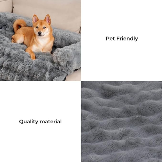Dream Cloud Pet Sofa Bed for Dogs Cats, 2026 Washable Removable Calming Fluffy Plush Mat for Furniture Protector, Long Fur Non-Slip, for Small/Medium/Large Home Pets (Black, L: 37.4 * 33.5IN)