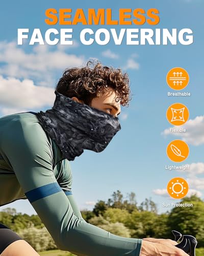 4Pack Neck Gaiter for Men Women Face Cover Mask Head Wrap Balaclava Headwear Bandana Headband Magic Scarf - color: A-blackcombo-1