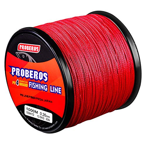 Braided Fishing Line 4 Strands Stronger Multifilament PE Braid Wire for Saltwater 6LB-100LB 110yards 328yards 547yards Super Strong Superline - color: Red, size: 328Yds/6LB