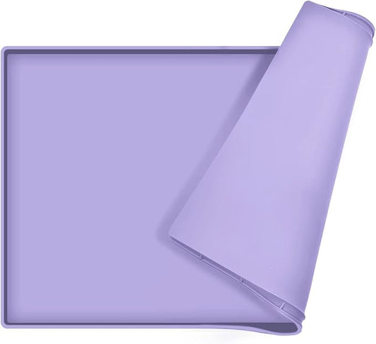 Dog Food Mat,Silicone Waterproof Food Tray,Non Slip Pet Bowl Mats Placemat,0.6" Raised Edge,Suitable for Most Small and Medium Sized Pets,18.5" x 11.5"