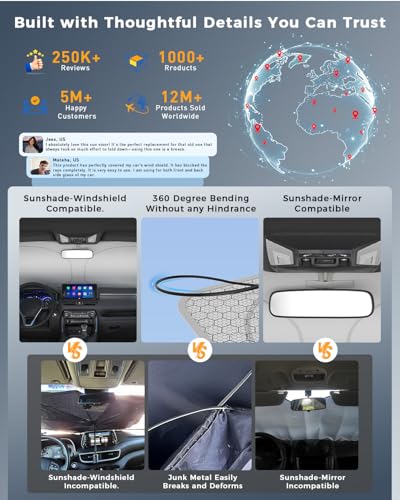 helloleiboo Graphene Car Windshield Sun Shade – 57" x 31" Foldable Car Sun Shade, Advanced Heat Absorption & UV Protection, Universal Fit for Cars, SUVs & Trucks - size: 57 x 31 inches