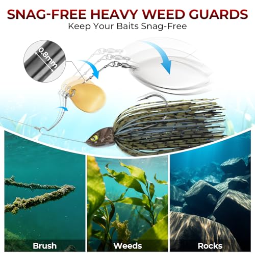 MadBite by KastKing Spinnerbait Fishing Lures, Bass Trout Salmon Walleye Stainless Steel Spinner Baits Kit, Saltwater Freshwater, 4 pcs - color: Muddy Water - Colorado & Willow, size: 1/2oz