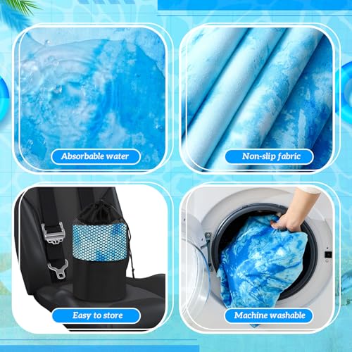 Hahafelt Car Seat Towel Covers with Storage Bag, 63 x 32 Inch Universal Non Slip Waterproof Sweat Protector for Car Truck, Gym Swimming Running, Machine Washable(2 Pack,Blue Tie Dye) - style: Blue Tie Dye