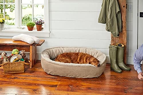 Orvis ComfortFill-Eco Fleece Wraparound Dog Bed - Soft Dog Beds with 360-Degree Support for Small, Medium, Large Dogs, Khaki - L