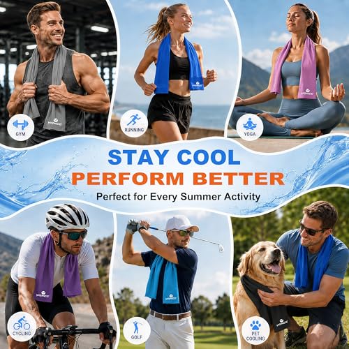 YQXCC 4 Pack Cooling Towels 40"x12", Cold Cool for Neck & Face | Cooling Neck Wraps, Soft Breathable Microfiber Chilly Towels, Ideal for Gym, Yoga, Golf, Running, Camping & Hot Weather - color: Green*1 + Dark Blue*1 + Dark Gray*2