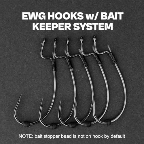 OJY&DOIIIY Offset EWG Worm Fishing Hook, Dual Anti-Slip Bait Keeper System Wide Gap Texas Rig Hook for Soft Plastic Baits 40/30-Pack 1/0 2/0 3/0 4/0 5/0 - size: 1/0 - 40Pack