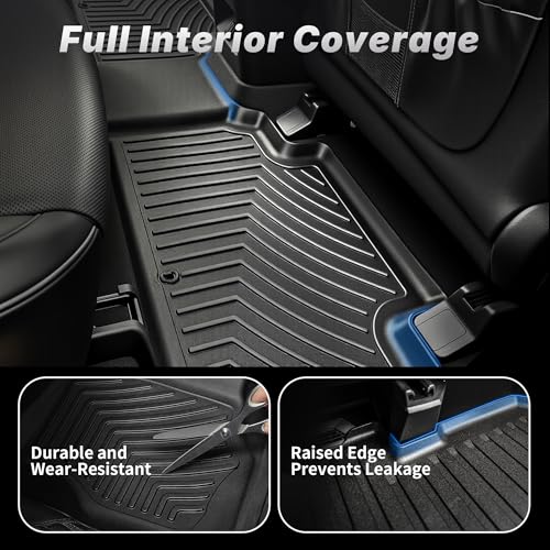 OEDRO Floor Mats Fit for 2019-2020 Hyundai Santa Fe Limited/SE/SEL/SEL Plus/Ultimate 5 Passenger, TPE All-Weather Custom Fit Floor Liners for Santa Fe Accessories, 1st and 2nd Row Car Mats Set, Black - style: 2019-2020 1st & 2nd