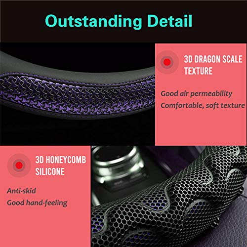 PINCTROT Large Size Steering Wheel Cover Great Grip with 3D Honeycomb Anti-Slip Design, 15.5-15.75 Inch (Purple) - color: 5.Purple, size: Large Size[15 1/2''-15 3/4'']