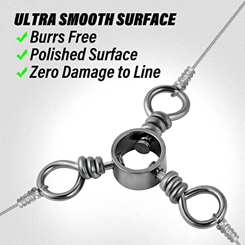 Dr.Fish 50 Pack 3 Way Swivel Fishing Tackle 30-220Lb Catfish Swivels Three Way Rigs Freshwater Saltwater Catfish Tackle - size: #5(40Lb)-50 Pack