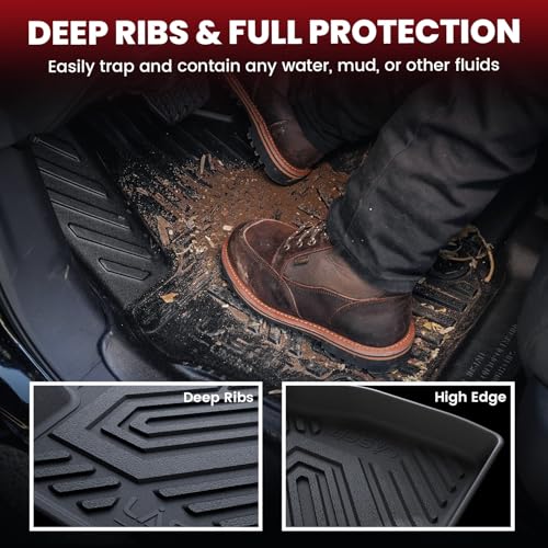 LASFIT Floor Mats & Cargo Liner with Backrest Mat for Chevy Traverse 2024-2026 (Only 8 Seats) & GMC Acadia 2024-2026 (Only 8 Seats), All Weather TPE Custom Fit Car Floor Liners Full Seat, Black - size: Floor Mats for Traverse/Acadia 8 Seats 2024-2026