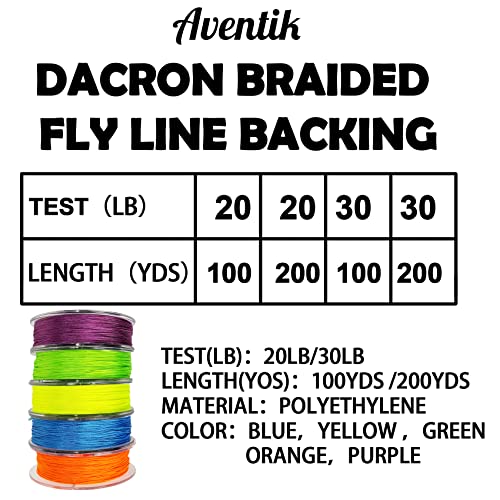 Aventik Dacron Braided Fly Line Backing 100Y/200Y 20LB/30LB - color: Orange, size: 30LB,100YARD