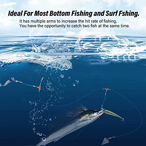 YOTO Fishing Leaders,Saltwater Tackle Rig with Swivels Snap, High-Strength Fishing Wire Gear Equipment for Lures Bait Or Hooks,1Arm and 2Arm - color: Blue Stainless Steel Leaders, style: 2arm，12pack