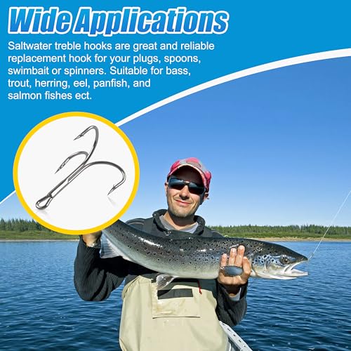Classic Treble Hooks,20pcs Large Treble Fishing Hooks Saltwater Treble Hooks Silver Big Game Triple Barbed Fish Hooks Saltwater Fishing Hooks Size 4/0 6/0 7/0 8/0 10/0 - size: 20pcs-7/0