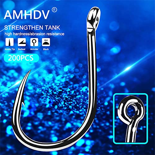 AMHDV 200pcs/pack Circle Fishing Hooks Super Strong Octopus Barb Fishing Hook for Freshwater Saltwater - size: 200pcs-6#