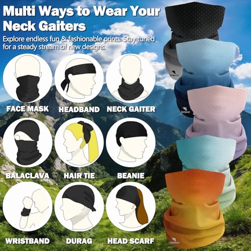 Summer Cooling Neck Gaiter UV 50+ Sun Protection Breathable Mesh Face Mask - color: 5pcs-gradient