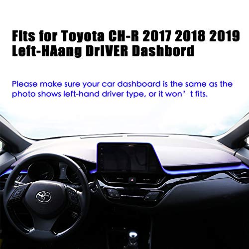 PGTOPONE Custom Fit Dashboard Black Center Console Cover Dash Mat Protector Sunshield Cover Pad Carpet for 2017 2018 2019 2020 Toyota CHR CH-R (Red) - color: Red