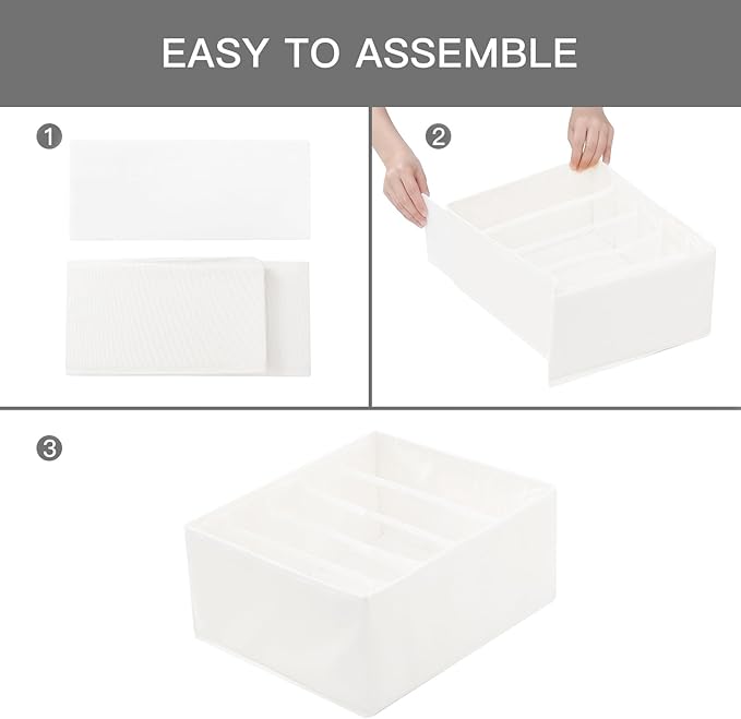 Qozary Jeans Pants Organizer for Closet, 4 Pack Drawer Organizers for Clothing, 5 Grids Wardrobe Clothes Organizer, Jean Organizer for Closet, Deep Drawer, Clothes Organizer for Shirts, Legging