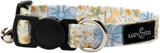 Lucy & Co. Sunshine and Daffodils Breakaway Cat Collar, Adjustable Safety Breakaway Buckle, Cute Printed Cat Collar, Small