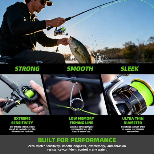 8 Strand Braided Fishing Line, Pro-Grade Performance, PE Braided Line, Zero Stretch, Smooth Casting, Abrasion Resistant, High Density and High Visibility, Ice Fishing Line - size: 40 LB (300 yards)