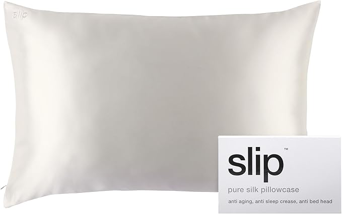 slip The Original Queen Pure Silk Pillow Case - 100% Pure 22 Momme Mulberry Silk - Queen Size Standard Pillow Case - Anti-Aging, Anti-BedHead, Anti-Sleep Crease, White (20" x 30")