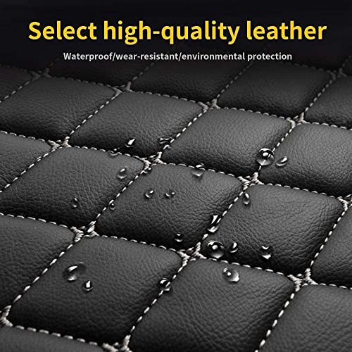 Custom Personalized Floor Mats - Luxury Full Coverage All Weather Mats, Anti-Slip Leather Set, Fits 98% of Cars, Trucks & SUVs (Black Blue) - color: Black Blue