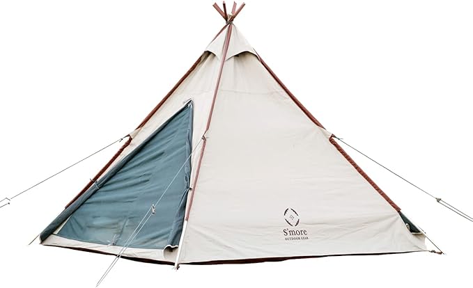 S'More Glamping Tent with Porch, 2/3/4/5/6 Person Durable Weatherproof Camping Tent, Large Family Tent with Room Divider, Easy Setup Tent with Screen Room