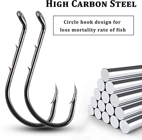 Fishing Baitholder Hooks - 100pcs Barbed Shank Sharp Strong High Carbon Steel Octopus Bait Holder Hooks for Freshwater Saltwater Live Bait Fishing - size: 1/0-100PCS