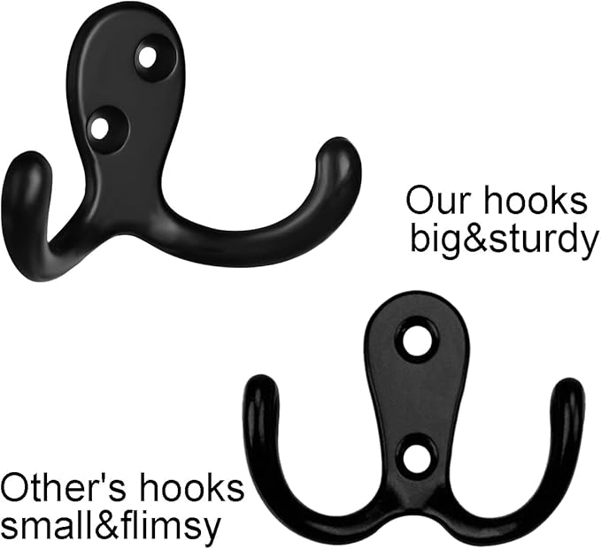 IBosins 20 Pack Heavy Duty Double Prong Coat Hooks Wall Mounted