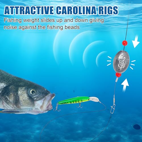 SILANON Flounder Grouper Rig Saltwater, Carolina Rig Catfish Rig Saltwater Bottom Surf Fishing Rig Steel Wire Leader with Egg Sinker Weight Swivel Snap for Catfish Grouper Drum Redfish - size: 0.75oz-4pcs