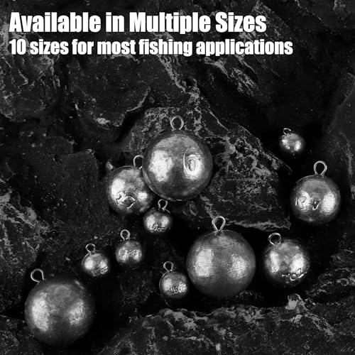 Dr.Fish Cannonball Sinkers Saltwater Lead Fishing Weights Round Ball Sinkers Trolling Downrigger Weights Bottom - size: 5oz-5 Pack