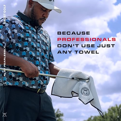 Ghost Golf Magnetic Towel (Caddie) - Ultra-Absorbent Microfiber Golf Towel | With Magnet for Golf Carts or Clubs - 18" x 40" Golfing Gear - Waffle Weave Pattern (Green) - color: Rifle Green