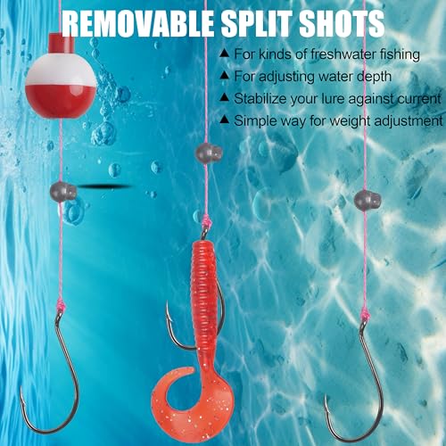 Split Shot Fishing Weights Kit, 180/210pcs Removable Round Fishing Weights Sinkers Clip On Shot Weights Fly Fishing Line Sinkers Fishing Sinkers for Freshwater Saltwater - color: 180pcs-large（1g 1.5g 2g 2.5g 3g）