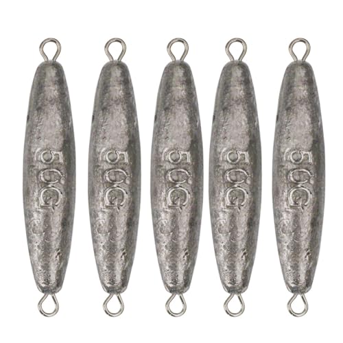 Inline Trolling Sinkers Kit - Double Ring Lead Fishing Weights Casting Sinker Bullet/Olive for Saltwater and Freshwater Fishing - size: 0.7 oz - 10 pcs