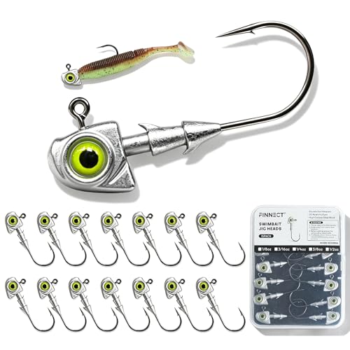 15pcs Swimbait Jig Heads Dual Bait Keeper 3D Eye Salt Fresh Water Soft Lure Hooks Multi Weight Assortment 1/8-1/2oz - size: 3/16oz-15Pack