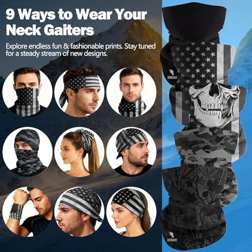 Breathable Neck Gaiter UPF 30+ Sun Protection Face Mask for Men & Women - color: 5pcs-animal