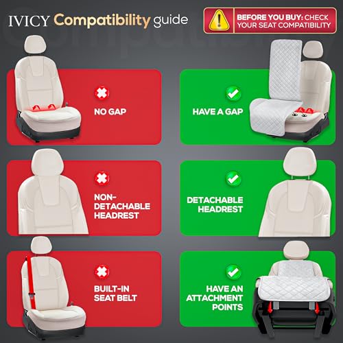 IVICY Faux Linen Front Car Seat Cover – Non-Slip Bucket Seat Protector for Most Cars, SUVs, Vans & Trucks – 1 Seat Cover, Machine Washable, Side-Airbag Friendly, Cool Gray - color: GRAY HYB LN