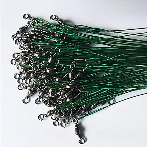 50pcs Fishing Wire Leaders Nylon-Coated Fishing Line Trace Lure Leaders with Swivels and Snaps Stainless Steel Fishing Tackle Leaders Tackle - color: Silver, size: 10inch