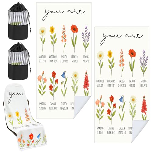 Hahafelt Car Seat Towel Covers with Storage Bag, 63 x 32 Inch Universal Non Slip Waterproof Sweat Protector for Car Truck, Gym Swimming Running, Machine Washable(2 Pack,Christian Floral) - style: Christian Floral