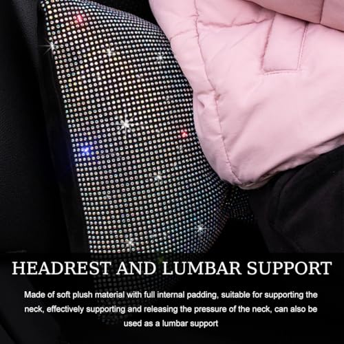 Yourkar Bling Car Seat Neck Pillow, Soft Bling Bowknot Headrest Neck Support Rest Cushion, Neck Relax Head Rest Auto Pillow with Crystal Rhinestone for Women, Car Accessories (Black) - color: Black