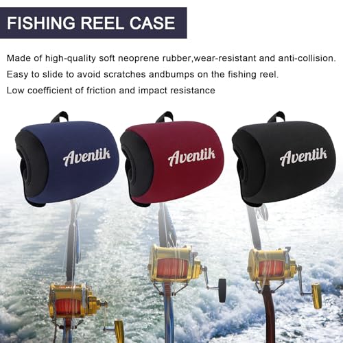 Aventik Neoprene Conventional Reel Cover Round Reel Gloves Trolling Reels Storage Reel Pouch Fits 800 1000 2000 3000 4000 5000 6000 Series Fishing Reels - color: Black/Red, size: XL:5.1''W x 3.5''D