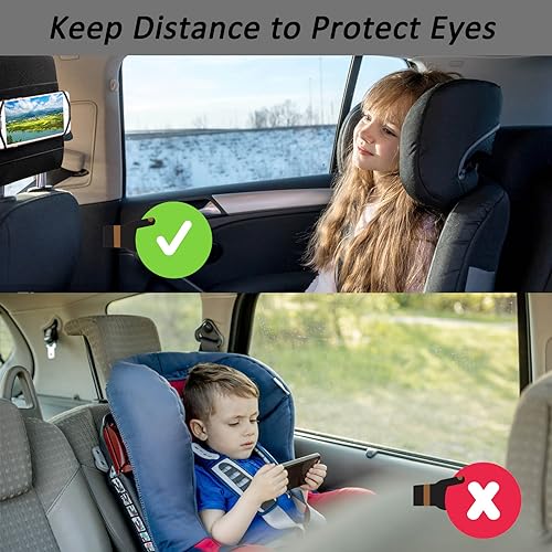 2 Pack Car Headrest Phone Mount Holder Fits All 3.5-7 Inch Cell Phone and Devices Silicone Car Phone Mount Holder for Kids in Back Seats - Black (Black 2 Pack) - color: Black 2 Pack