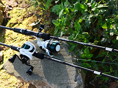 KastKing Crixus Fishing Rod and Reel Combo, High Performance Spinning & Baitcaster Combo, IM6 Graphite 2Pc Blanks, Zirconium Oxide Rings, SuperPolymer Handle, Lightweight Reel with Aluminum Spool - size: Cast-6'6" Med Heavy- Left Handed-2pcs