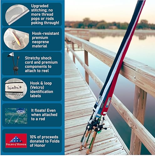 Premium Neoprene Fishing Rod Sleeve – Floating, Puncture Resistant, Labeled Protective Sock for Casting, Spinning, Trolling Fishing Rods - color: Topo, size: 60", style: Casting/Trolling