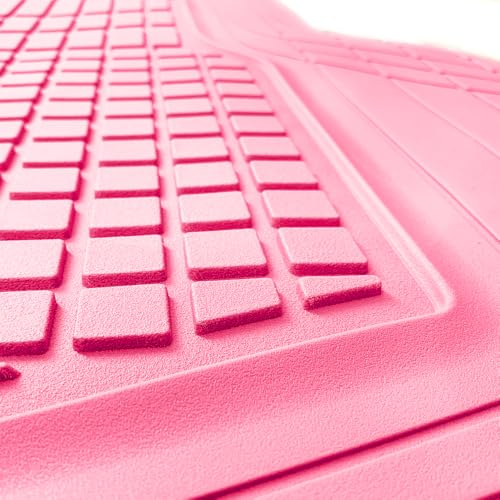 MotorTrend FlexTough Rear Cargo Mat – Heavy-Duty Trimmable Rubber Trunk Mat, Universal All-Weather Cargo Liner for Cars, SUVs & Trucks, Flexible Non-Slip Automotive Floor (Pink) - color: Pink