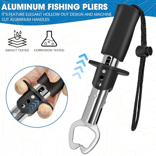 THKFISH 79 Pcs Fishing Tool Kit, Fishing Backpack with Tackle Boxes Fishing Pliers Kit Fishing Bait Lure Gear Kit Include Fish Hook Remover, Fishing Lures, Lip Gripper - color: Khaki