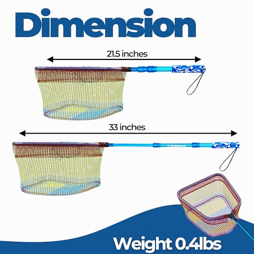 DaddyGoFish Kids Fishing Net - Extendable Telescopic Landing Net for Boy Girl Children Catching Small Fish Crab Shrimp Minnow Dragonfly Beach Pier Lake River Ocean - color: Style 2 (Blue)