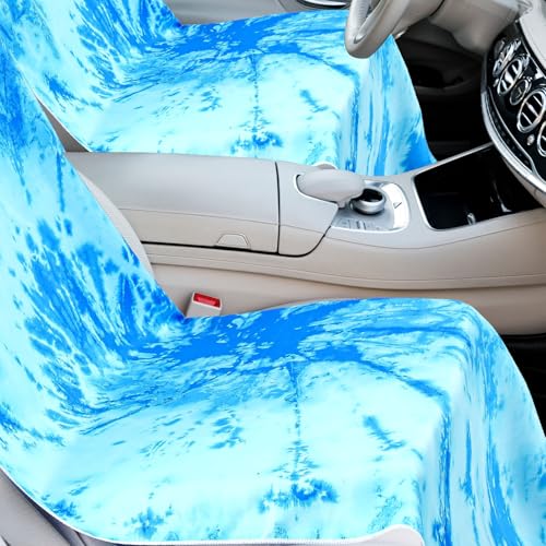 Hahafelt Car Seat Towel Covers with Storage Bag, 63 x 32 Inch Universal Non Slip Waterproof Sweat Protector for Car Truck, Gym Swimming Running, Machine Washable(2 Pack,Blue Tie Dye) - style: Blue Tie Dye