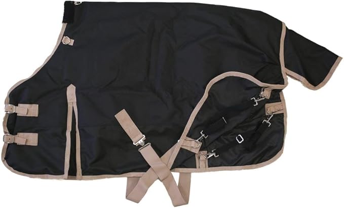 AJ Tack 1200D Waterproof Winter Pony Blanket - 300g Heavyweight Turnout with Fleece Collar, Shoulder Gussets & Tail Flap - Turquoise 58"